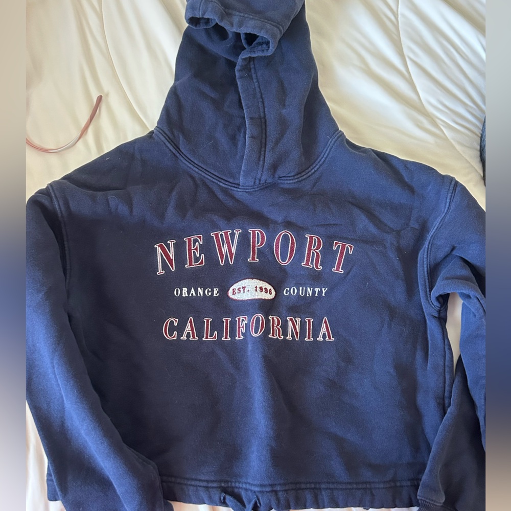 Garage Navy Blue Cropped with ties Newport California Hoodie